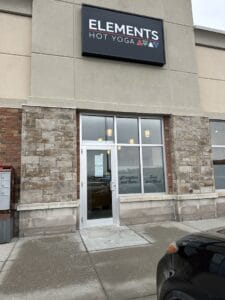 Street entrance to Elements yoga studio in London, ON.