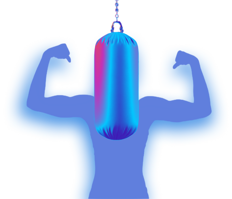 lady punching bag blue