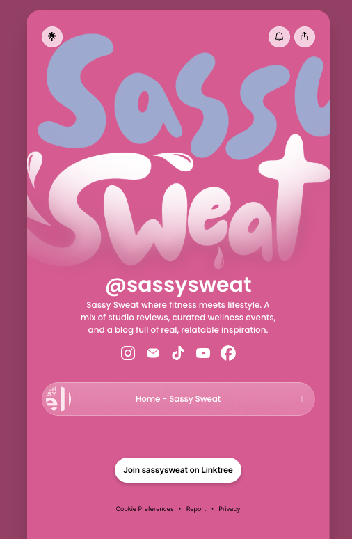 Linktree Contact Details for Sassy Sweat