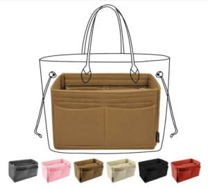 OMYSTYLE Brown X-Large Organizer Insert, Felt Tote Bag Organizer Insert